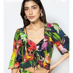 BTFL-life Nanaka Floral Eyelet Print Sweetheart Neck Short Coordinating …